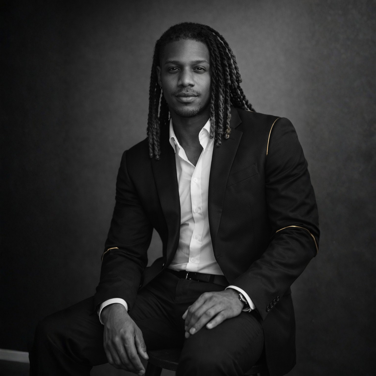 Black-and-white portrait of Icon Element founder Gattison